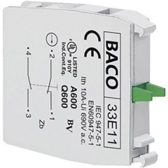 BACO 33E11 Elemento di contatto 1 NC, 1 NA Momentaneo 600 V 1 pz.