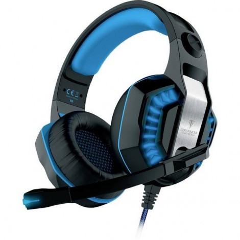 FREYER Cuffia Headset per Gaming 2x 3.5 Jack (Cuffia/Mic.), USB Filo, Stereo Cuffia Over Ear Nero, Blu