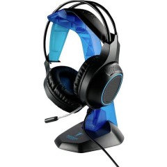 FRODI Cuffia Headset per Gaming 2x 3.5 Jack (Cuffia/Mic.), USB Filo, Stereo Cuffia Over Ear Nero, Blu