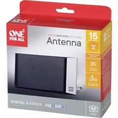 One For All Antenna passiva piatta DVB-T/T2 Ambiente interno Nero, Argento
