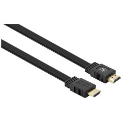 Manhattan HDMI Cavo 10 m doppia schermatura, piatto, piatto, HDMI ad alta velocità con Ethernet Nero [1x Spina