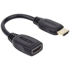 Manhattan HDMI Cavo 0.2 m doppia schermatura, HDMI ad alta velocità con Ethernet, Certificato UL, Ultra HD-HDMI
