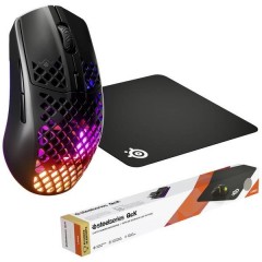 Aerox 3 Wireless (2022) Onyx, QcK Large Bundle Mouse da gioco Senza fili Ottico Onice 6 null 18000 dpi