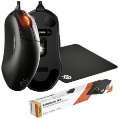 Prime+, QcK Large Bundle Mouse da gioco Cablato Ottico Nero 6 null 18000 dpi Ergonomico, Illuminato