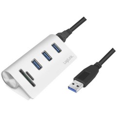 3+2 porte Hub USB 3.0 Contenitore in alluminio, Con lettore di schede SD incorporato Argento