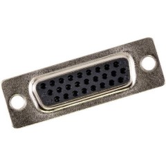 FCT High-Density D-Sub Connector, Female, Straight, Solder Cup, Gold Plating, 26 Circuits