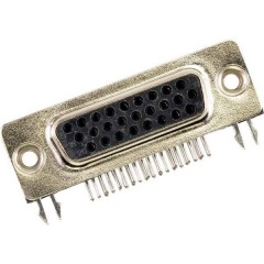 FCT High-Density D-Sub Connector, Female, Right-Angle, PCB Through Hole, Gold Plating, Grounding