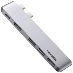 5-in-2 USB-C-Hub - MacBook Pro/Air 5 Porte Hub combinato USB Argento