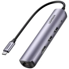 5-in-1-USB-C-Hub 5 Porte Hub combinato USB Nero, Alluminio