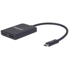 USB-C™ Adattatore [1x spina USB-C™ - 2x Presa DisplayPort] Nero 19.50 cm