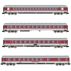 Kit di 4 vagoni per treno viaggiatori InterCity di DB-AG