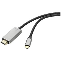 USB-C™ / HDMI Cavo adattatore [1x spina USB-C® - 1x Spina HDMI] Nero Schermatura intrecciata 3.00