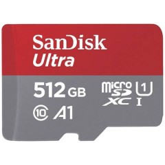 microSDXC Ultra 512GB (A1/UHS-I/Cl.10/150MB/s) + Adapter Mobile Scheda microSDXC 512 GB A1 Application