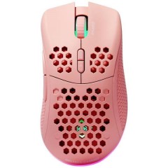 PM80 Mouse da gioco Senza fili, Cablato Ottico Rosa 64000 dpi Illuminato, Ricaricabile
