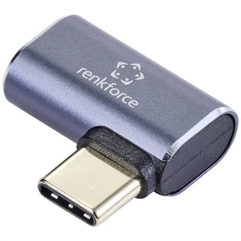 #####USB4® Adattatore [1x #####USB4® Stecker - 1x presa USB-C®] angolato 90° a sinistra, Spina in alluminio