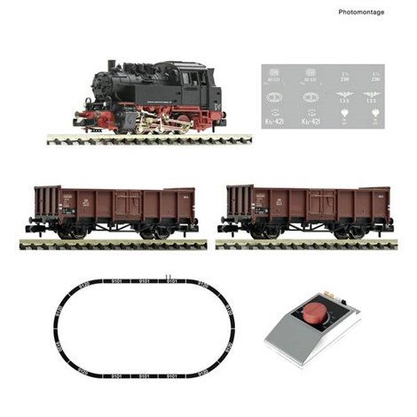 N Kit di avvio analogico locomotiva a vapore BR 80 con treno merci