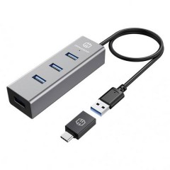Graugear USB-HUB, 4 Ports, inkl. USB-C-Adapter Controller RGB