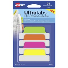 Strisce adesive 24 Pz/Conf Verde Neon, Rosa neon, Arancione Neon , Giallo Neon