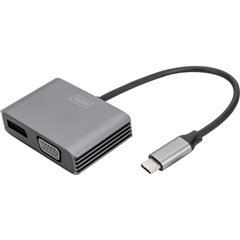 DisplayPort / RGB / USB-C® Adattatore [1x USB-C® - 2x Presa DisplayPort, Presa VGA] Nero Schermato,