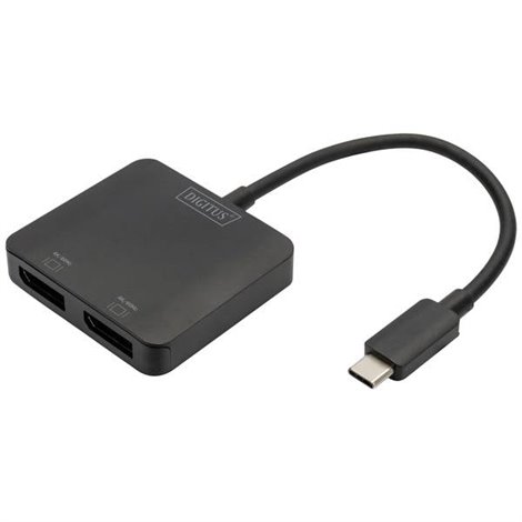 DisplayPort / USB-C® Adattatore [1x USB-C® - 2x Presa DisplayPort] Nero predisposto HDMI, HDMI ad alta