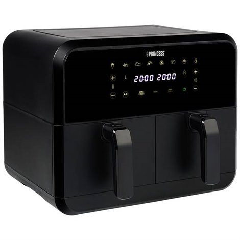 Doppia friggitrice 2400 W Funzione aria calda, con display , Funzione timer, Rivestimento
