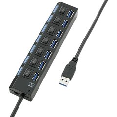 7 Porte Hub USB 3.0 Commutabile singolarmente, Con LED di stato, Con porta di ricarica per iPad Nero