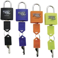 Lucchetto Kit da 4 V 22-4 Giallo Neon , Blu, Arancione, Nero Lucchetto a chiave