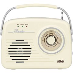 Mono 1965 Radio portatile FM AUX, USB ricaricabile Beige