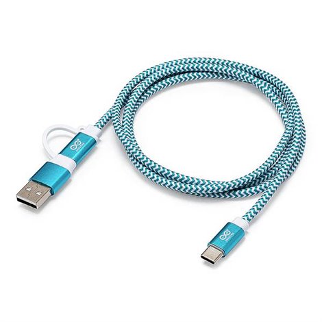 Cavo USB-C [1x USB-C® - 2x USB-C®, USB-A] 1 m Bianco, Turchese