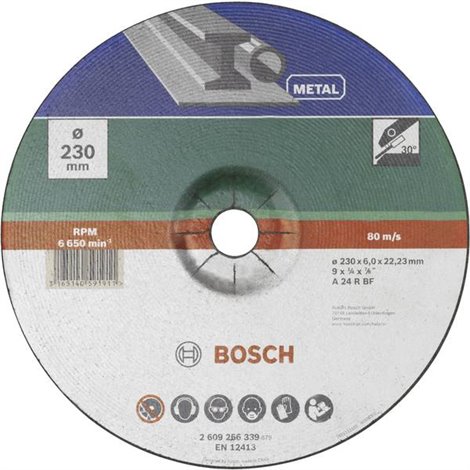 Bosch Disco di sgrossatura con centro depresso Diametro 230 mm Ø foro 22.23 mm Metallo 1