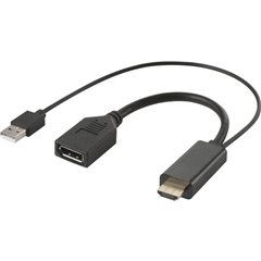 HDMI / DisplayPort Adattatore [1x Spina HDMI, Spina A USB 2.0 - 1x Presa DisplayPort] Nero Ultra