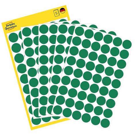 Etichetta di identificazione a forma di bollino Ø 12 mm Verde 270 pz. A tenuta permanente Carta