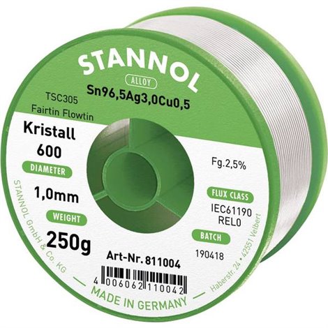 Kristall 600 Fairtin Stagno senza piombo senza piombo Sn96,5Ag3Cu0,5 REL0 250 g 1 mm