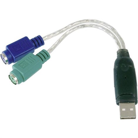 USB / PS/2 Mouse e tastiera Cavo [1x Spina A USB 2.0 - 2x Presa PS/2] 10.00 cm Trasparente
