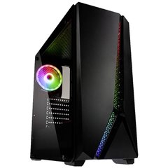 Quantum RGB Midi-Tower PC Case da gioco Nero 1 ventola LED pre-montata, illuminazione integrata, filtro per la