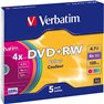 DVD+RW vergine 4.7 GB 5 pz. Slim case colorato