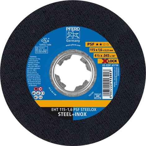 PSF STEELOX Disco di taglio dritto 115 mm 25 pz. Acciaio inox, Acciaio