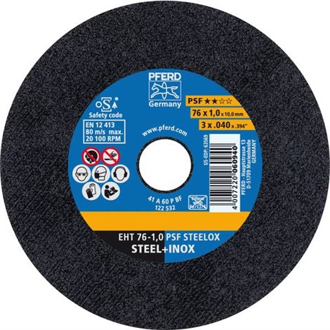 PSF STEELOX Disco di taglio dritto 76 mm 10 pz. Acciaio inox, Acciaio