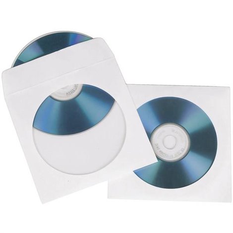 Busta per CD 1 CD/DVD/Blu-Ray Bianco Carta 50 pz.