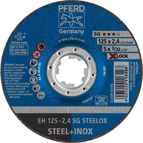 SG STEELOX Disco da taglio con centro depresso 125 mm 25 pz. Acciaio inox, Acciaio