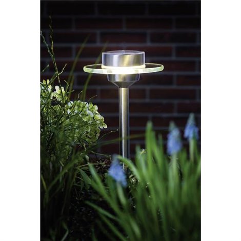 Ufo Lampada solare da giardino 0.2 W Bianco caldo acciaio inox, Trasparente