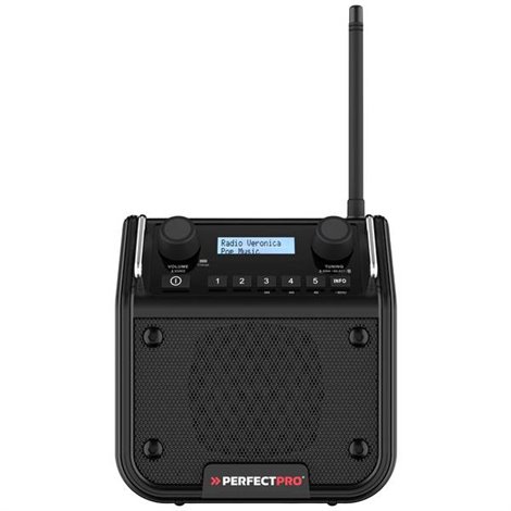 DABPRO Radio da cantiere DAB+, FM AUX, Bluetooth antiurto , antispruzzo , antipolvere Nero