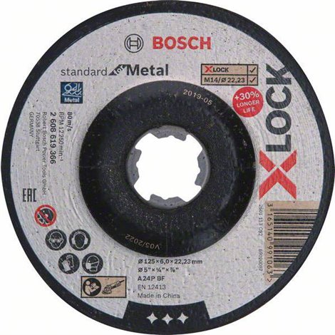 X-LOCK Disco di sgrossatura con centro depresso Diametro 125 mm Ø foro 22.23 mm Metallo,