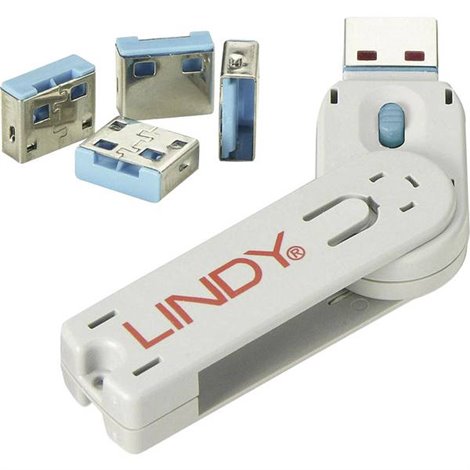 Blocco porta USB USB-Lock + Key Kit da 4 Blu incl. 1 chiave