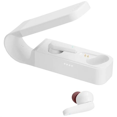 HiFi Cuffie In Ear Bluetooth Stereo Bianco Indicatore di carica della batteria, headset con microfono, Custodia di