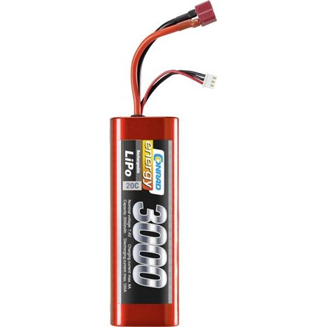 Batteria ricaricabile LiPo 7.4 V 3000 mAh Numero di celle: 2 20 C Stick hardcase Presa a T