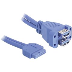 Cavo USB USB 3.2 Gen1 (USB 3.0) Connettore a perforazione 19 poli, Presa USB-A 0.45 m Blu Certificato UL