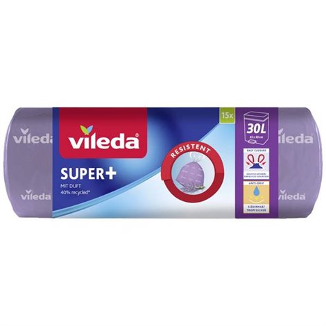 SUPER+ 30L Lavendel Sacchetto per rifiuti 30 l #####Lavendel-Duft 15 pz.