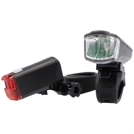 Kit illuminazione bicicletta LED (monocolore) a batteria Nero