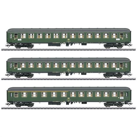 Kit di 3 vagoni a treno rapido H0 per il vagone postale della DB